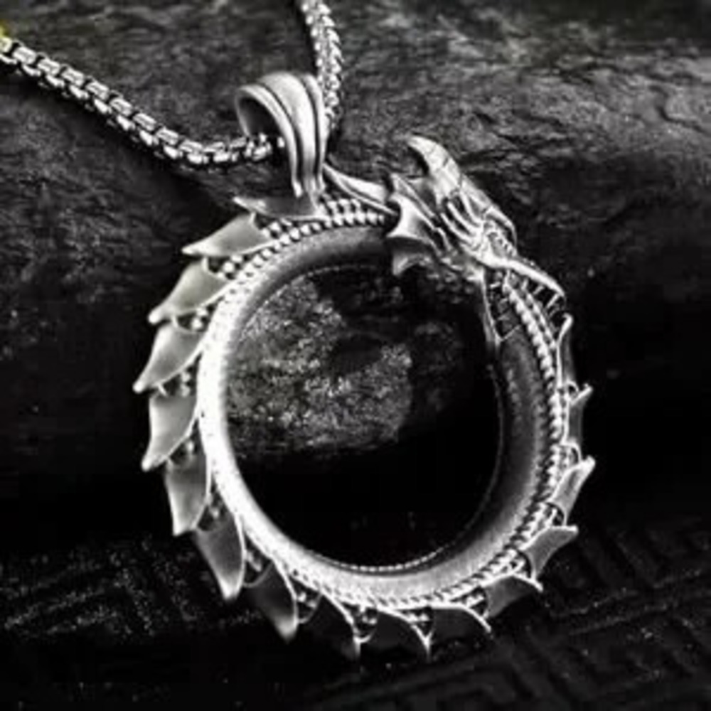 Ouroboros Dragon Necklace Mythical Serpent Men's Women's Christmas Birthday Gift